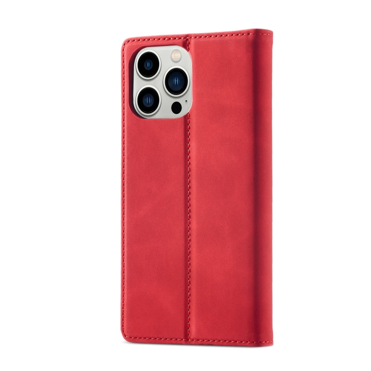 For iPhone 13 Pro LC.IMEEKE Strong Magnetic PU + Matte TPU Horizontal Flip Leather Case with Holder & Card Slots & Wallet(Red) - iPhone 13 Pro Cases by LC.IMEEKE | Online Shopping UK | buy2fix