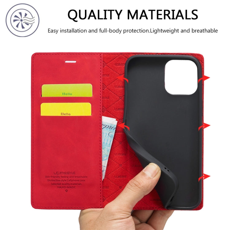 For iPhone 13 Pro LC.IMEEKE Strong Magnetic PU + Matte TPU Horizontal Flip Leather Case with Holder & Card Slots & Wallet(Red) - iPhone 13 Pro Cases by LC.IMEEKE | Online Shopping UK | buy2fix