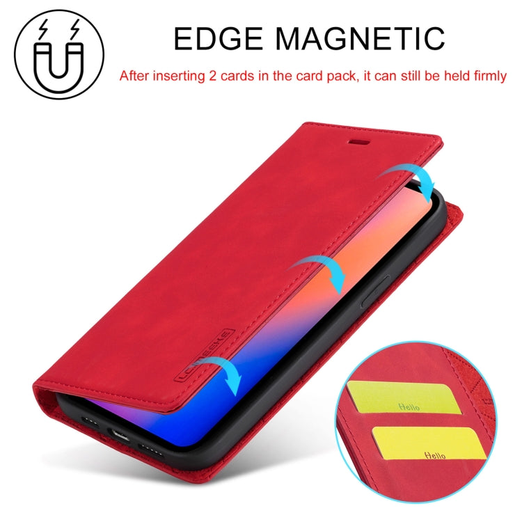 For iPhone 13 Pro Max LC.IMEEKE Strong Magnetic PU + Matte TPU Horizontal Flip Leather Case with Holder & Card Slots & Wallet (Red) - iPhone 13 Pro Max Cases by LC.IMEEKE | Online Shopping UK | buy2fix