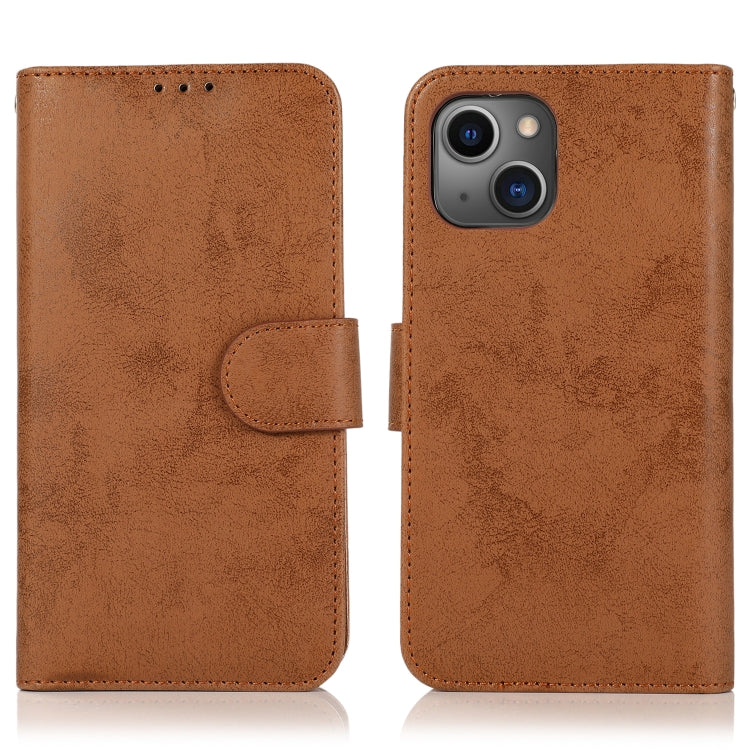 For iPhone 13 Retro 2 in 1 Detachable Horizontal Flip Leather Case with Card Slots & Wallet(Brown) - iPhone 13 Cases by buy2fix | Online Shopping UK | buy2fix