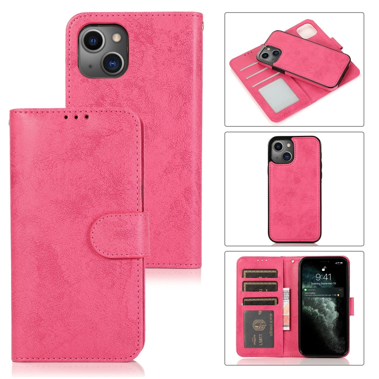 For iPhone 13 mini Retro 2 in 1 Detachable Horizontal Flip Leather Case with Card Slots & Wallet For iPhone 13 Mini(Pink) by buy2fix