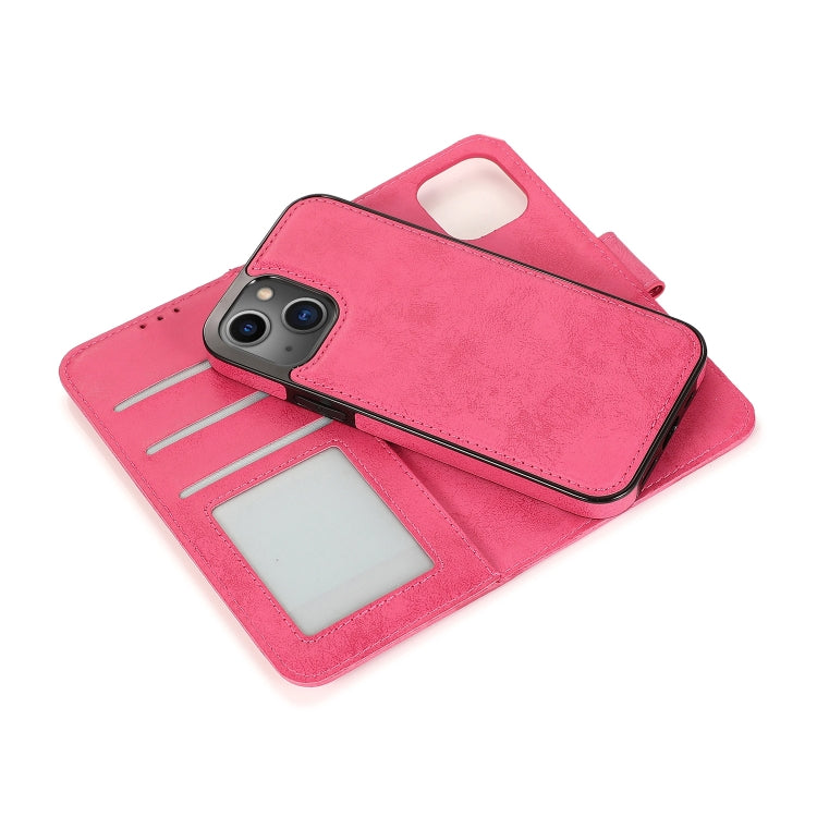 For iPhone 13 mini Retro 2 in 1 Detachable Horizontal Flip Leather Case with Card Slots & Wallet For iPhone 13 Mini(Pink) by buy2fix