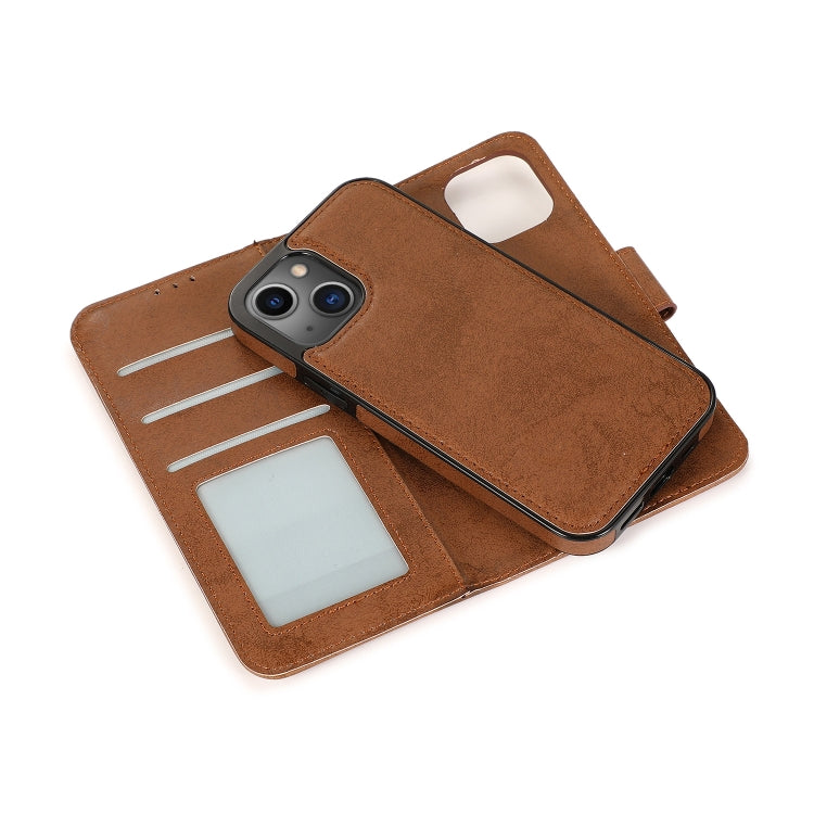 For iPhone 13 mini Retro 2 in 1 Detachable Horizontal Flip Leather Case with Card Slots & Wallet For iPhone 13 Mini(Brown) by buy2fix