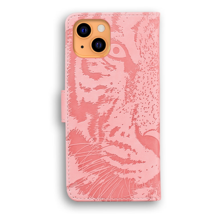 For iPhone 13 Tiger Embossing Pattern Horizontal Flip Leather Case with Holder & Card Slots & Wallet(Pink) - iPhone 13 Cases by buy2fix | Online Shopping UK | buy2fix