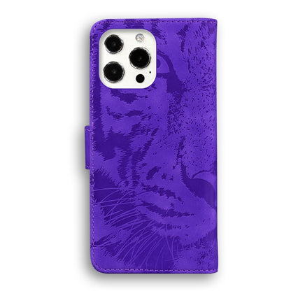 For iPhone 13 Pro Max Tiger Embossing Pattern Horizontal Flip Leather Case with Holder & Card Slots & Wallet (Purple) - iPhone 13 Pro Max Cases by buy2fix | Online Shopping UK | buy2fix