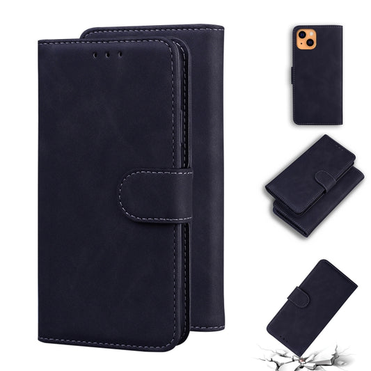 For iPhone 13 Skin Feel Pure Color Horizontal Flip Leather Case with Holder & Card Slots & Wallet(Black) - iPhone 13 Cases by buy2fix | Online Shopping UK | buy2fix