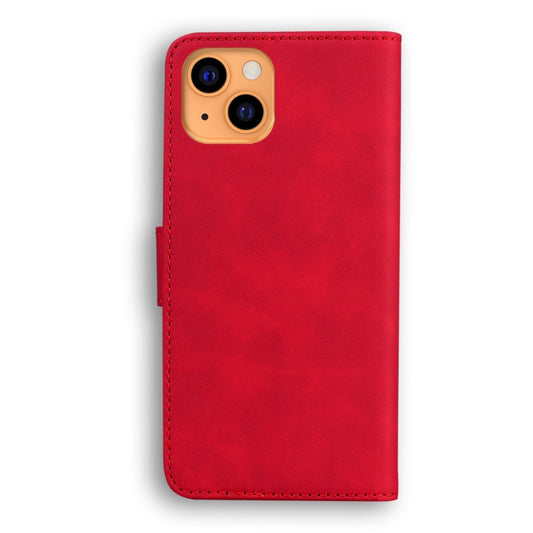 For iPhone 13 Skin Feel Pure Color Horizontal Flip Leather Case with Holder & Card Slots & Wallet(Red) by buy2fix