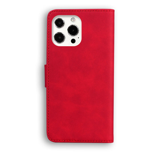For iPhone 13 Pro Max Skin Feel Pure Color Horizontal Flip Leather Case with Holder & Card Slots & Wallet (Red) by buy2fix