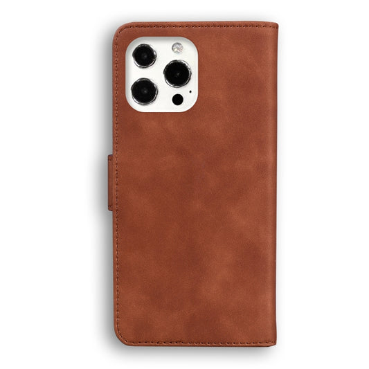 For iPhone 13 Pro Max Skin Feel Pure Color Horizontal Flip Leather Case with Holder & Card Slots & Wallet (Brown) by buy2fix