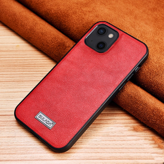 For iPhone 13 mini SULADA Shockproof TPU + Handmade Leather Protective Case (Red) - iPhone 13 mini Cases by SULADA | Online Shopping UK | buy2fix