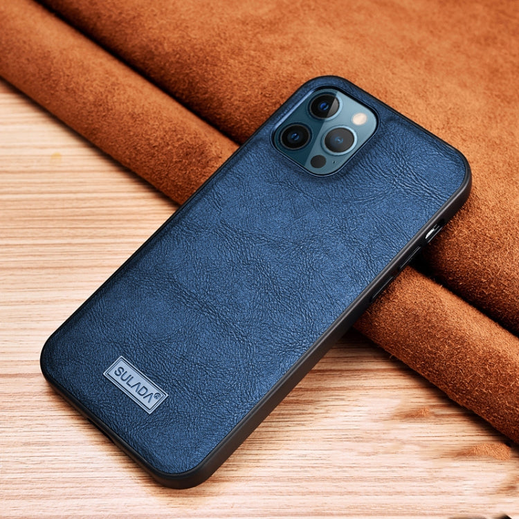 For iPhone 13 Pro SULADA Shockproof TPU + Handmade Leather Protective Case (Blue) - iPhone 13 Pro Cases by SULADA | Online Shopping UK | buy2fix