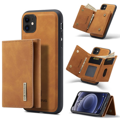 DG.MING M1 Series 3-Fold Multi Card Wallet  Back Cover Shockproof Case with Holder Function For iPhone 11(Brown) - iPhone 11 Cases by DG.MING | Online Shopping UK | buy2fix