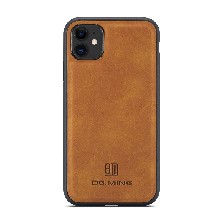 DG.MING M1 Series 3-Fold Multi Card Wallet  Back Cover Shockproof Case with Holder Function For iPhone 11(Brown) - iPhone 11 Cases by DG.MING | Online Shopping UK | buy2fix