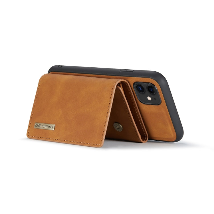DG.MING M1 Series 3-Fold Multi Card Wallet  Back Cover Shockproof Case with Holder Function For iPhone 11(Brown) - iPhone 11 Cases by DG.MING | Online Shopping UK | buy2fix