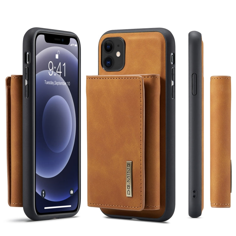 DG.MING M1 Series 3-Fold Multi Card Wallet  Back Cover Shockproof Case with Holder Function For iPhone 11(Brown) - iPhone 11 Cases by DG.MING | Online Shopping UK | buy2fix