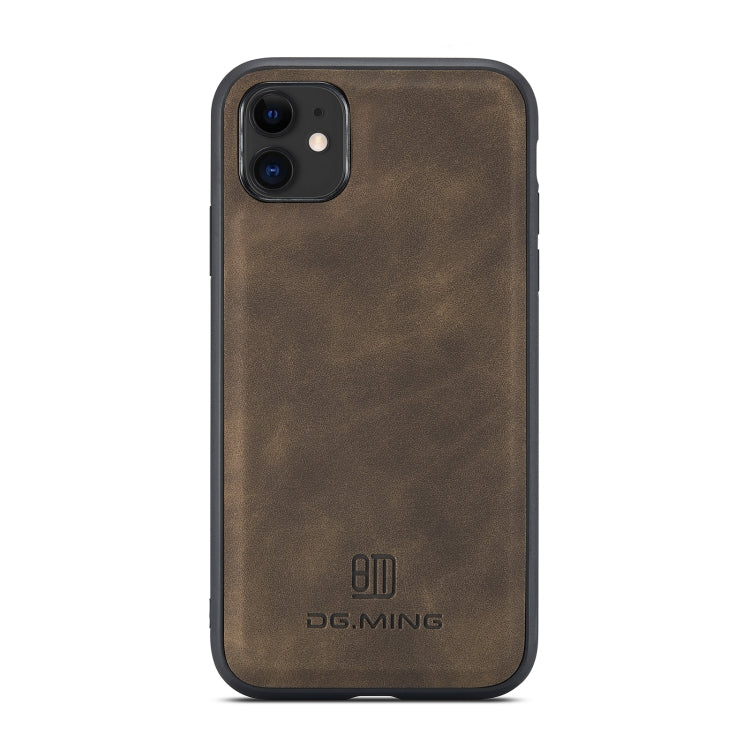 DG.MING M1 Series 3-Fold Multi Card Wallet  Back Cover Shockproof Case with Holder Function For iPhone 11(Coffee) - iPhone 11 Cases by DG.MING | Online Shopping UK | buy2fix