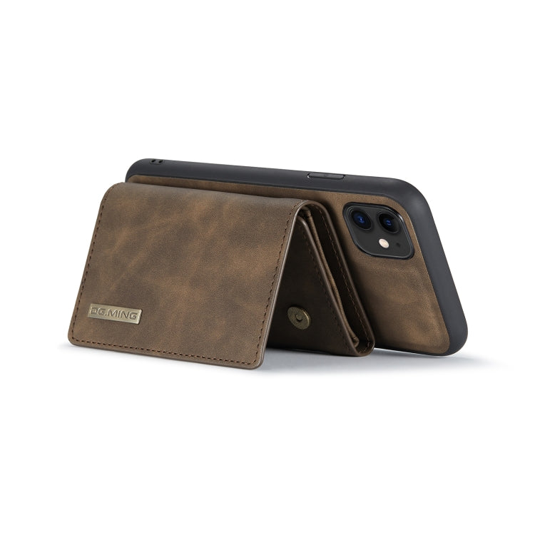 DG.MING M1 Series 3-Fold Multi Card Wallet  Back Cover Shockproof Case with Holder Function For iPhone 11(Coffee) - iPhone 11 Cases by DG.MING | Online Shopping UK | buy2fix
