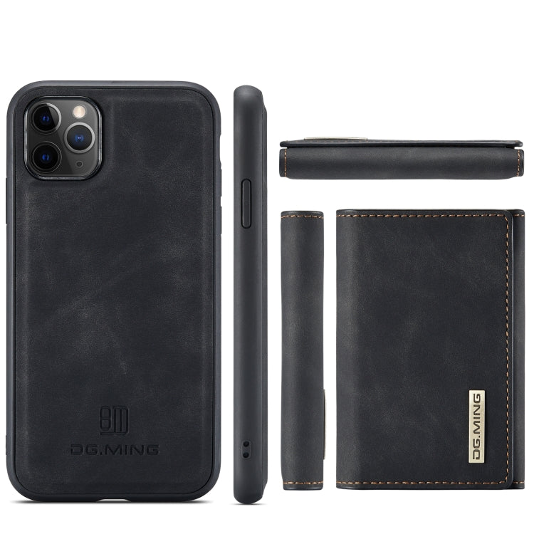 DG.MING M1 Series 3-Fold Multi Card Wallet Back Cover Shockproof Case with Holder Function For iPhone 11 Pro(Black) by DG.MING
