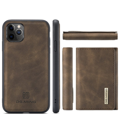 DG.MING M1 Series 3-Fold Multi Card Wallet Back Cover Shockproof Case with Holder Function For iPhone 11 Pro(Coffee) by DG.MING