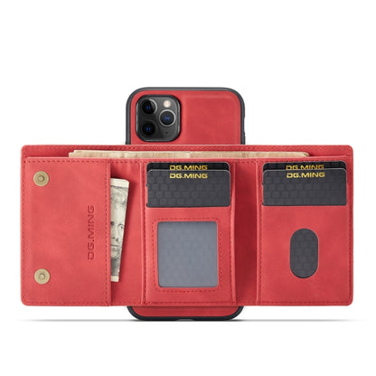 DG.MING M1 Series 3-Fold Multi Card Wallet Back Cover Shockproof Case with Holder Function For iPhone 11 Pro(Red) by DG.MING