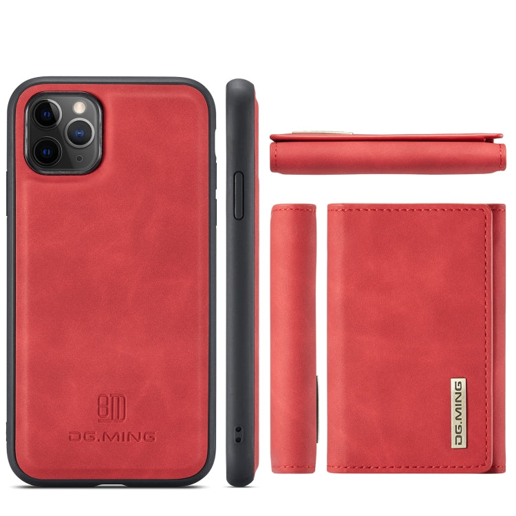 DG.MING M1 Series 3-Fold Multi Card Wallet Back Cover Shockproof Case with Holder Function For iPhone 11 Pro(Red) by DG.MING