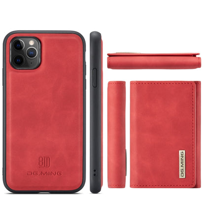 DG.MING M1 Series 3-Fold Multi Card Wallet Back Cover Shockproof Case with Holder Function For iPhone 11 Pro(Red) by DG.MING