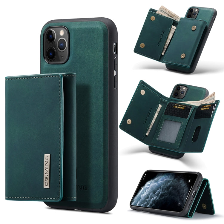 DG.MING M1 Series 3-Fold Multi Card Wallet Back Cover Shockproof Case with Holder Function For iPhone 11 Pro(Green) by DG.MING