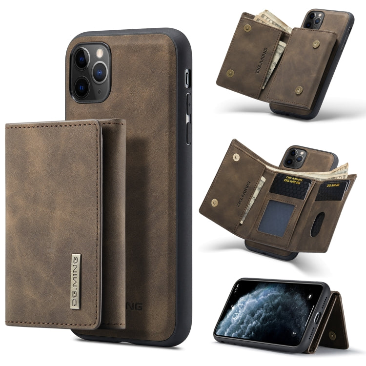 DG.MING M1 Series 3-Fold Multi Card Wallet  Back Cover Shockproof Case with Holder Function For iPhone 11 Pro Max(Coffee) - iPhone 11 Pro Max Cases by DG.MING | Online Shopping UK | buy2fix