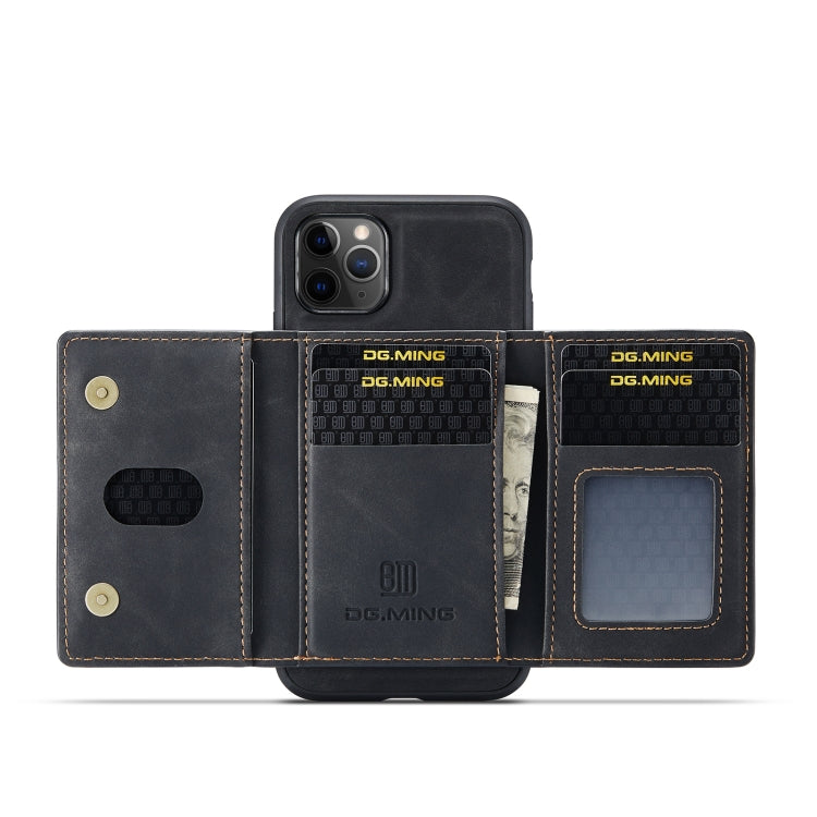DG.MING M2 Series 3-Fold Multi Card Bag Back Cover Shockproof Case with Wallet & Holder Function For iPhone 11 Pro(Black) by DG.MING