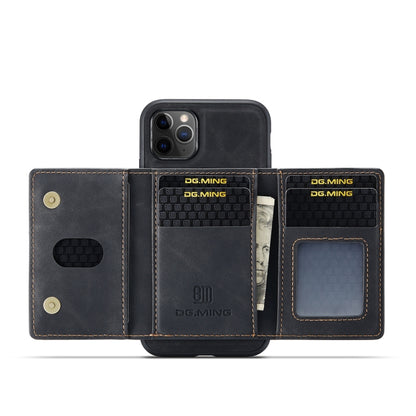 DG.MING M2 Series 3-Fold Multi Card Bag Back Cover Shockproof Case with Wallet & Holder Function For iPhone 11 Pro(Black) by DG.MING