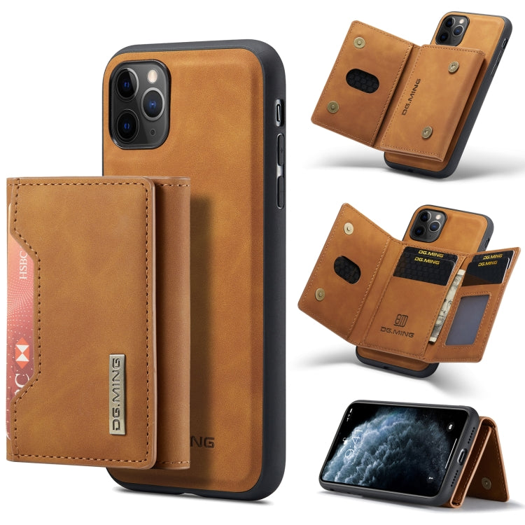DG.MING M2 Series 3-Fold Multi Card Bag Back Cover Shockproof Case with Wallet & Holder Function For iPhone 11 Pro(Brown) by DG.MING
