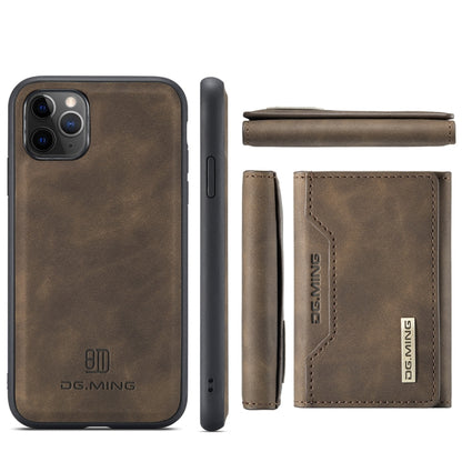 DG.MING M2 Series 3-Fold Multi Card Bag Back Cover Shockproof Case with Wallet & Holder Function For iPhone 11 Pro(Coffee) by DG.MING