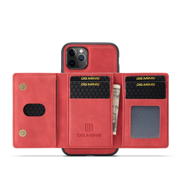 DG.MING M2 Series 3-Fold Multi Card Bag Back Cover Shockproof Case with Wallet & Holder Function For iPhone 11 Pro(Red) by DG.MING