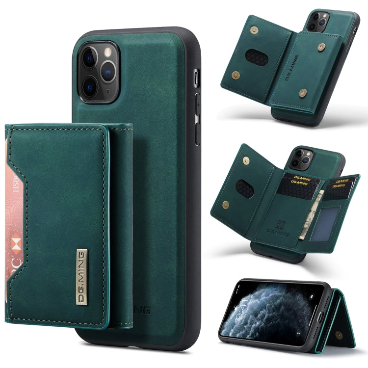 DG.MING M2 Series 3-Fold Multi Card Bag Back Cover Shockproof Case with Wallet & Holder Function For iPhone 11 Pro(Green) by DG.MING