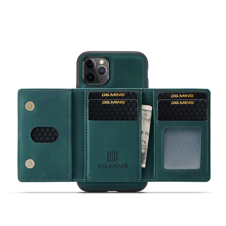 DG.MING M2 Series 3-Fold Multi Card Bag Back Cover Shockproof Case with Wallet & Holder Function For iPhone 11 Pro(Green) by DG.MING