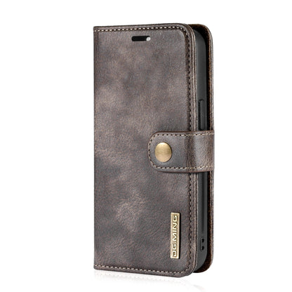 For iPhone 13 mini DG.MING Crazy Horse Texture Flip Detachable Magnetic Leather Case with Holder & Card Slots & Wallet (Grey) by DG.MING