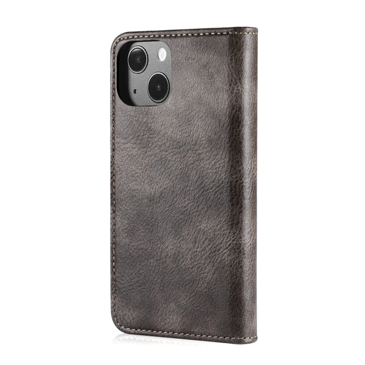 For iPhone 13 mini DG.MING Crazy Horse Texture Flip Detachable Magnetic Leather Case with Holder & Card Slots & Wallet (Grey) by DG.MING