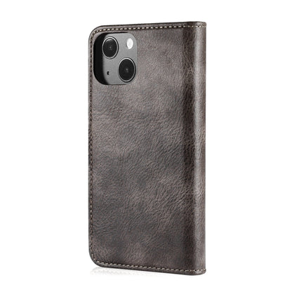 For iPhone 13 DG.MING Crazy Horse Texture Flip Detachable Magnetic Leather Case with Holder & Card Slots & Wallet(Grey) by DG.MING
