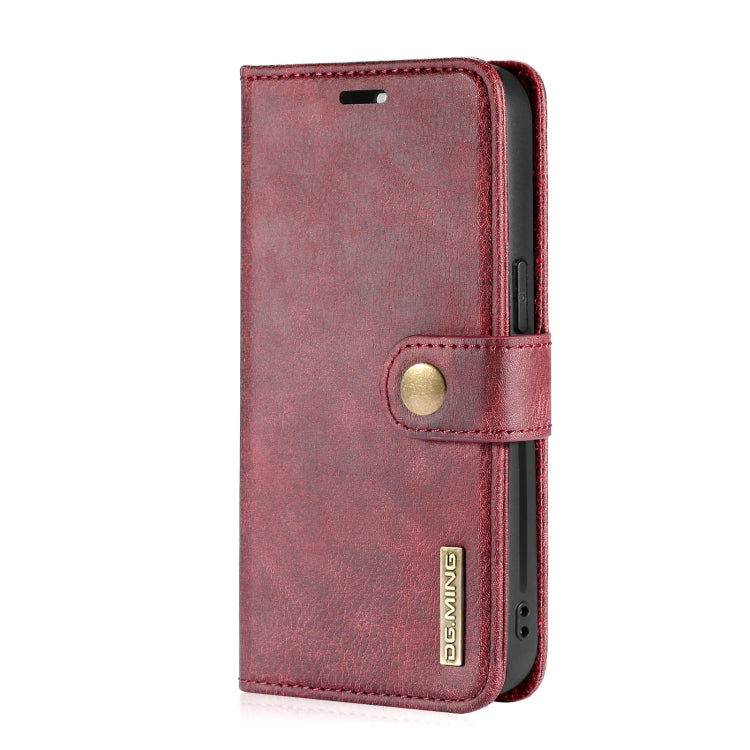 For iPhone 13 Pro DG.MING Crazy Horse Texture Flip Detachable Magnetic Leather Case with Holder & Card Slots & Wallet (Red) by DG.MING