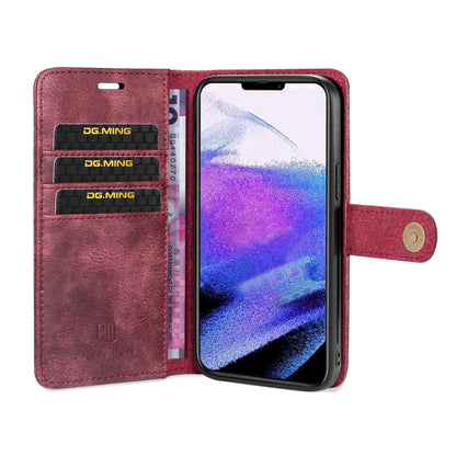 For iPhone 13 Pro DG.MING Crazy Horse Texture Flip Detachable Magnetic Leather Case with Holder & Card Slots & Wallet (Red) by DG.MING