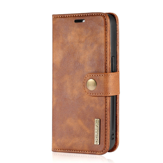 For iPhone 13 Pro DG.MING Crazy Horse Texture Flip Detachable Magnetic Leather Case with Holder & Card Slots & Wallet (Brown) by DG.MING