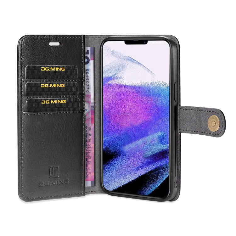 For iPhone 13 Pro DG.MING Crazy Horse Texture Flip Detachable Magnetic Leather Case with Holder & Card Slots & Wallet (Black) by DG.MING
