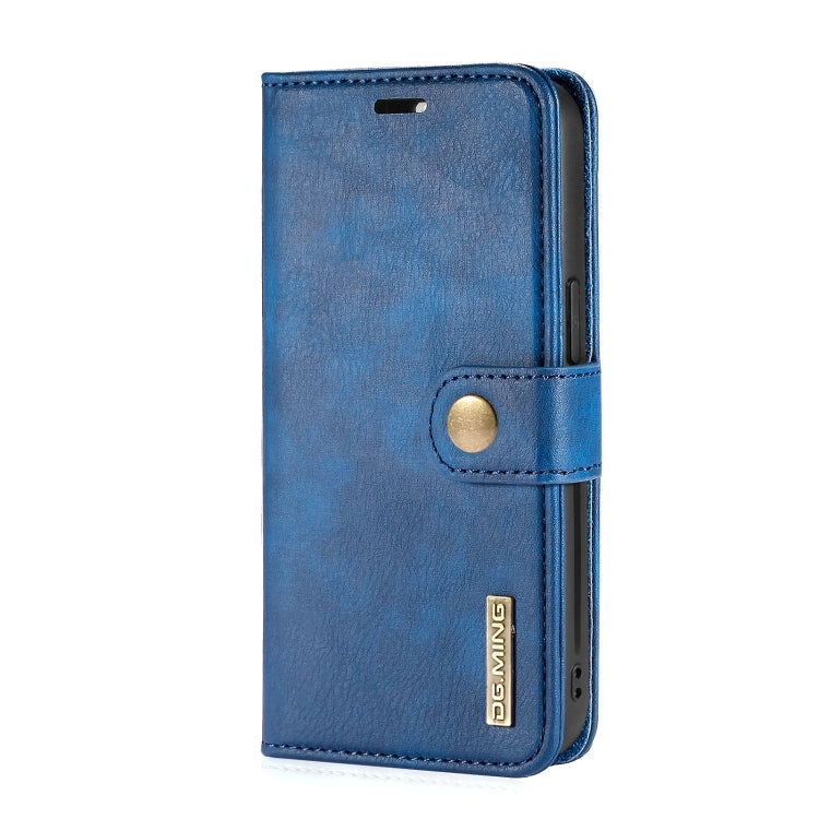 For iPhone 13 Pro DG.MING Crazy Horse Texture Flip Detachable Magnetic Leather Case with Holder & Card Slots & Wallet (Blue) by DG.MING