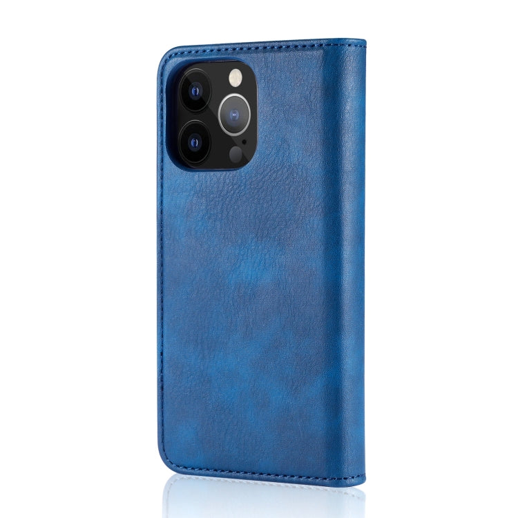 For iPhone 13 Pro DG.MING Crazy Horse Texture Flip Detachable Magnetic Leather Case with Holder & Card Slots & Wallet (Blue) by DG.MING