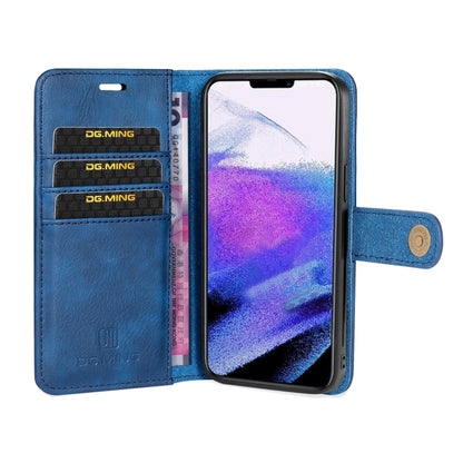 For iPhone 13 Pro DG.MING Crazy Horse Texture Flip Detachable Magnetic Leather Case with Holder & Card Slots & Wallet (Blue) by DG.MING