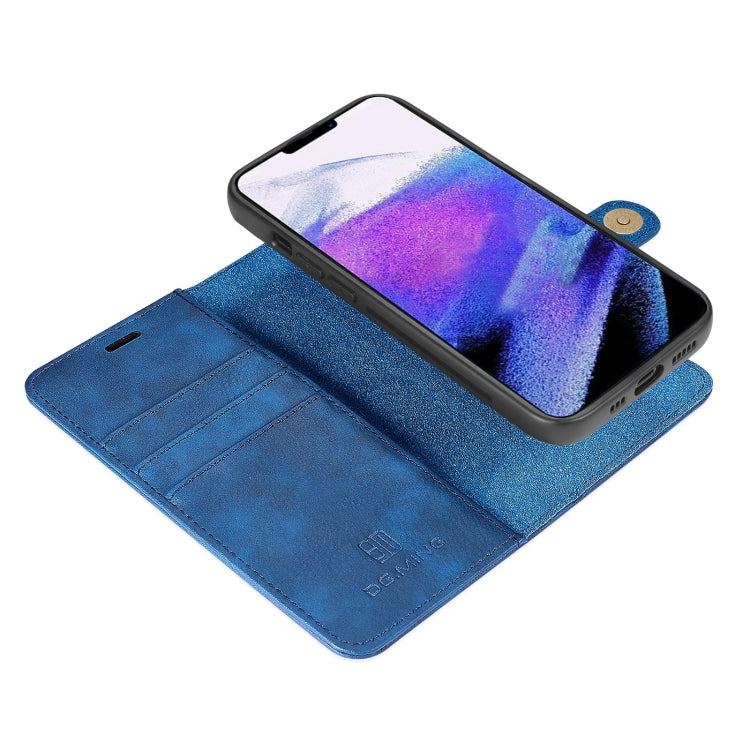For iPhone 13 Pro DG.MING Crazy Horse Texture Flip Detachable Magnetic Leather Case with Holder & Card Slots & Wallet (Blue) by DG.MING