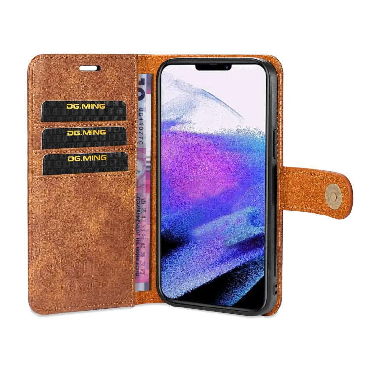 For iPhone 13 Pro Max DG.MING Crazy Horse Texture Flip Detachable Magnetic Leather Case with Holder & Card Slots & Wallet (Brown) by DG.MING