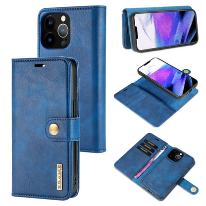 For iPhone 13 Pro Max DG.MING Crazy Horse Texture Flip Detachable Magnetic Leather Case with Holder & Card Slots & Wallet (Blue) - iPhone 13 Pro Max Cases by DG.MING | Online Shopping UK | buy2fix