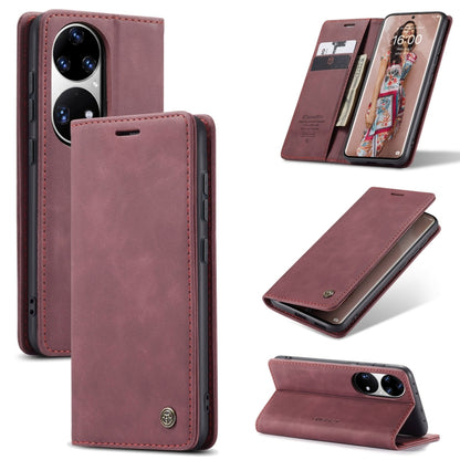 CaseMe 013 Multifunctional Horizontal Flip Leather Case with Holder & Card Slot & Wallet For Huawei P50 Pro(Wine Red) - Huawei Cases by CaseMe | Online Shopping UK | buy2fix