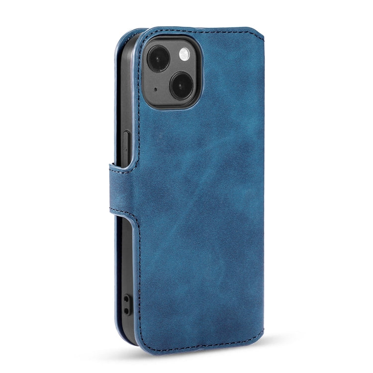 For iPhone 13 mini DG.MING Retro Oil Side Horizontal Flip Leather Case with Holder & Card Slots & Wallet (Blue) - iPhone 13 mini Cases by DG.MING | Online Shopping UK | buy2fix